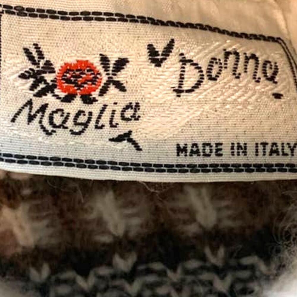 Vintage Maglia Donna Nordic Sweater M Fair Isle Brown Wool Blend Italy Pullover - Picture 6 of 8